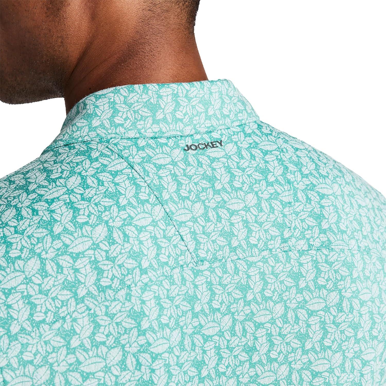 imageJockey Mens Activewear EverActive Tech Pique PoloInky Leaves