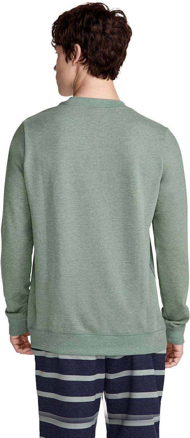 imageJockey Mens Loungewear Lightweight Cotton Blend Fleece Crew SweatshirtEvergreen Mist