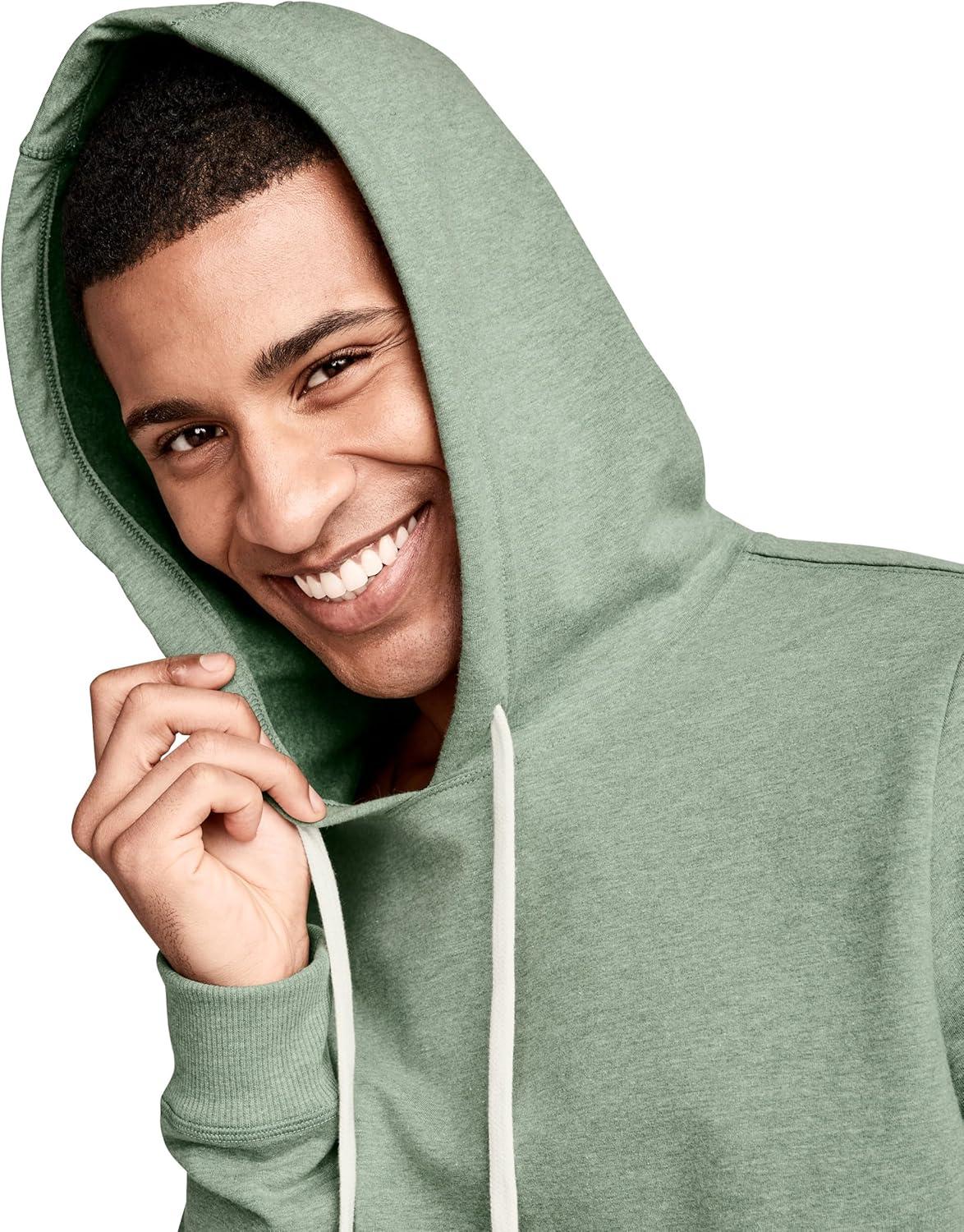 imageJockey Mens Loungewear Lightweight Cotton Blend Fleece HoodieEvergreen Mist
