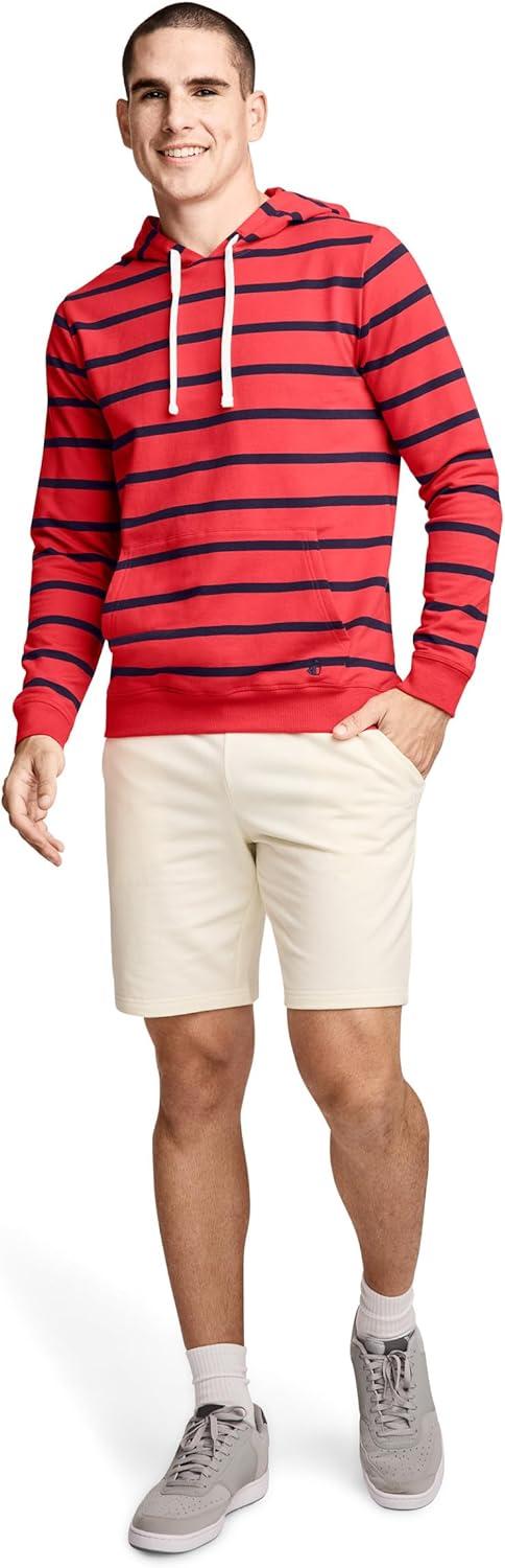 imageJockey Mens Loungewear Lightweight Cotton Blend Fleece HoodieRed Stripe