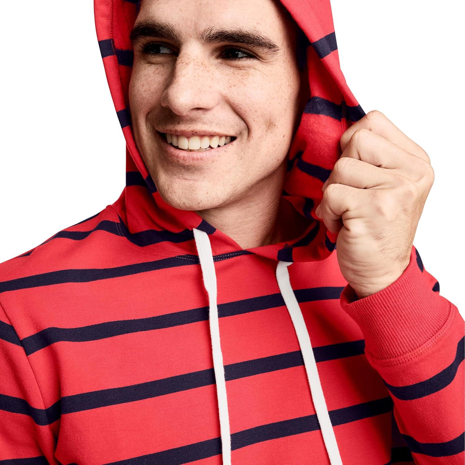 imageJockey Mens Loungewear Lightweight Cotton Blend Fleece HoodieRed Stripe