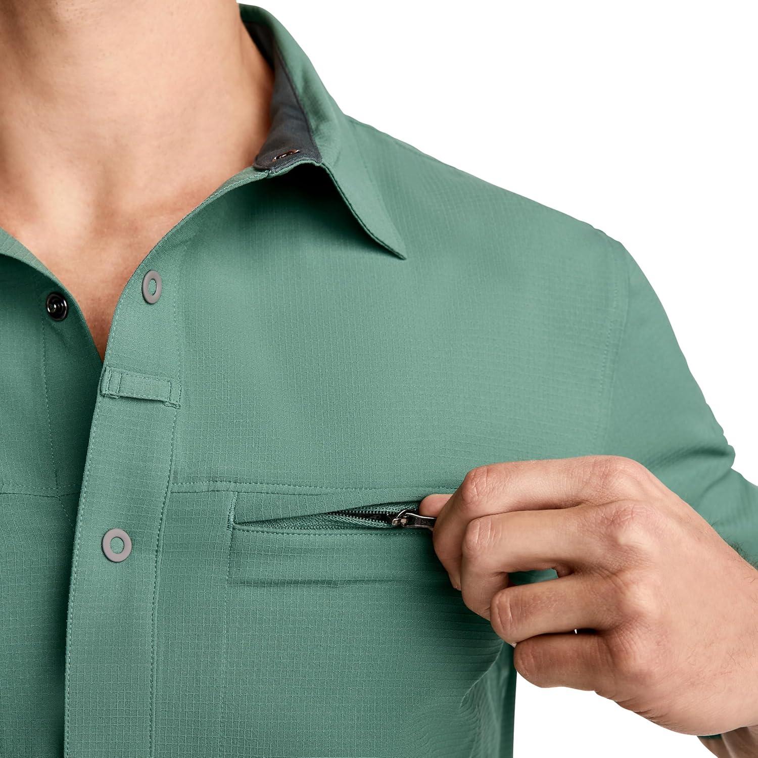imageJockey Outdoors Mens Casualwear Short Sleeve Snap Woven ShirtEucalyptus