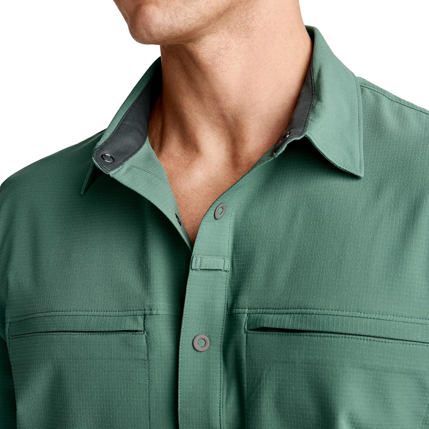 imageJockey Outdoors Mens Casualwear Short Sleeve Snap Woven ShirtEucalyptus