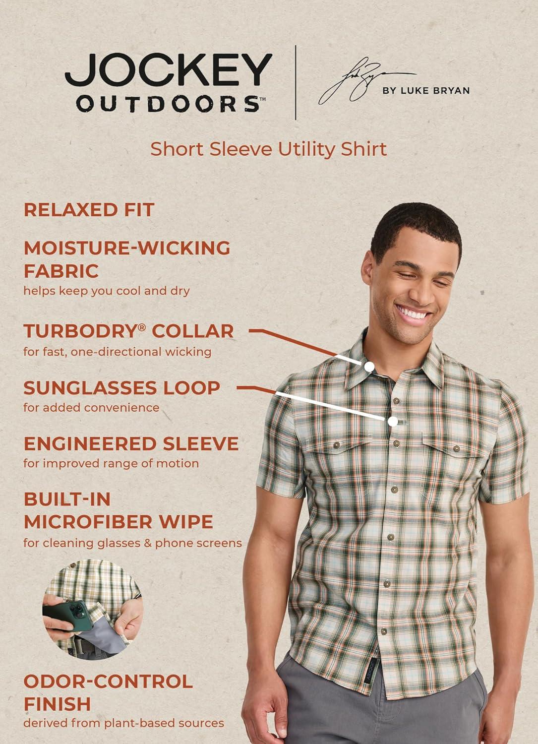 imageJockey Outdoors Mens Casualwear Short Sleeve Utility ShirtPaddle Plaid