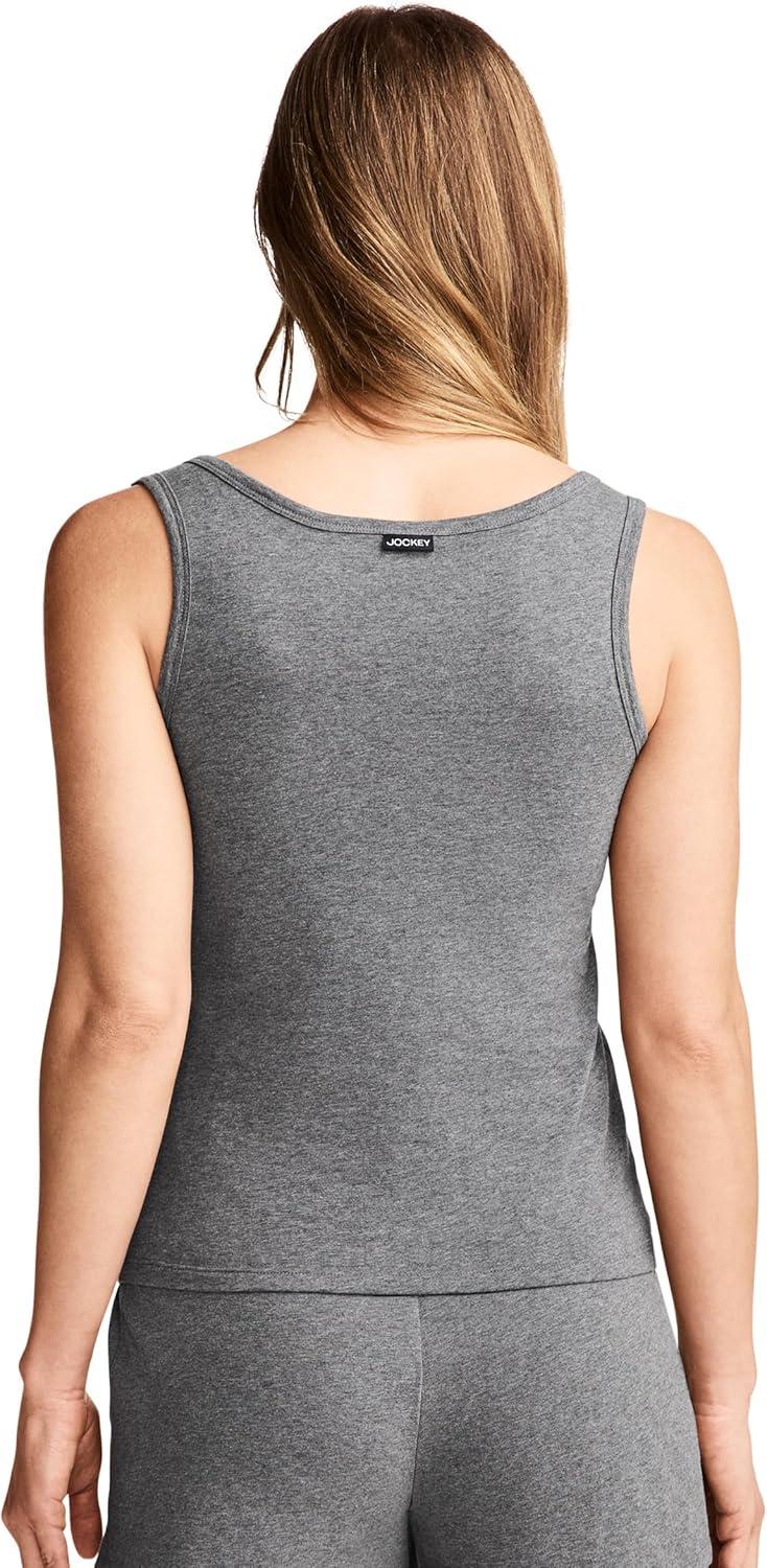 imageJockey Womens Loungewear Cotton Stretch Ruched TankBattleship Grey