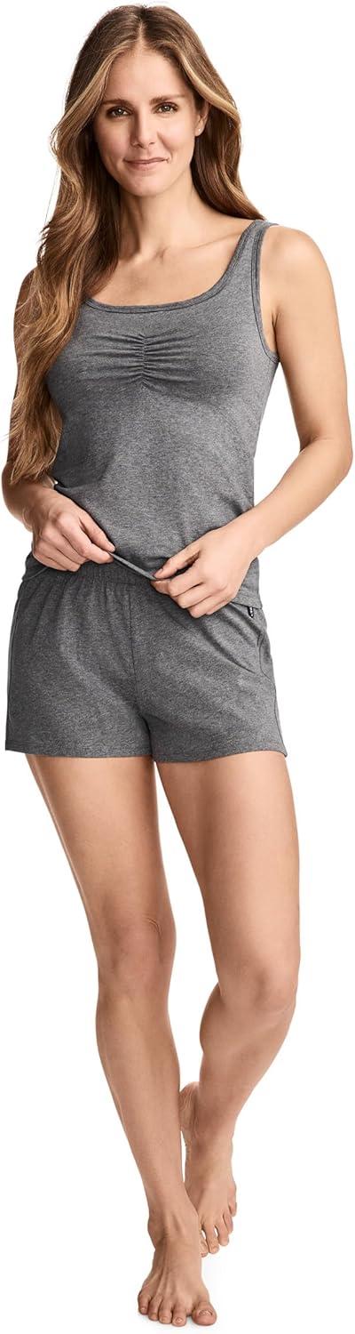imageJockey Womens Loungewear Cotton Stretch Ruched TankBattleship Grey