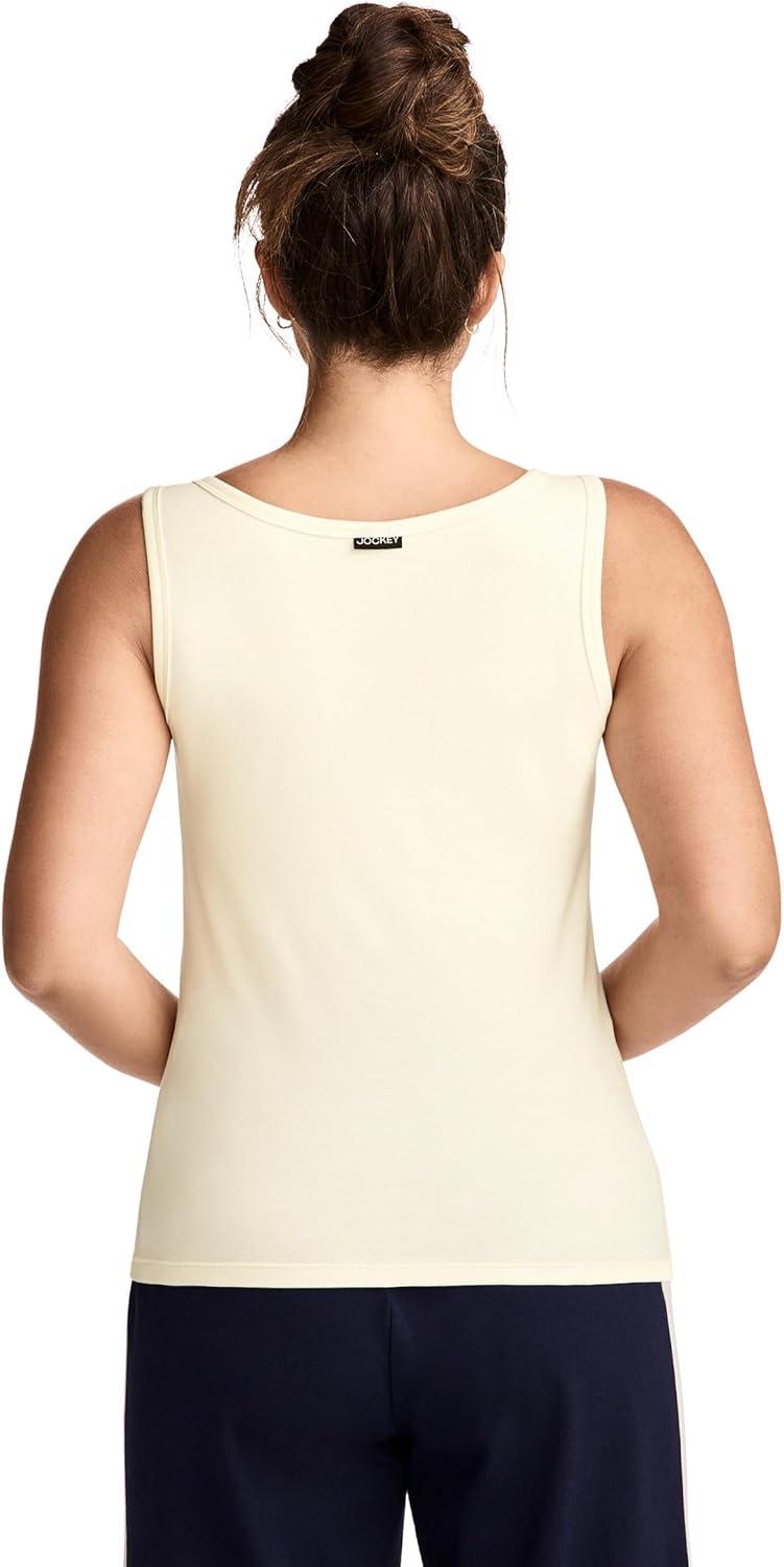 imageJockey Womens Loungewear Cotton Stretch Ruched TankFawn