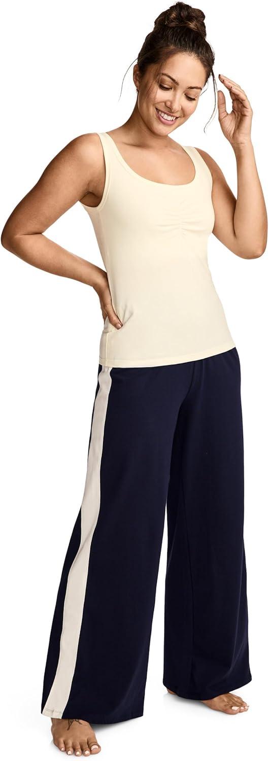 imageJockey Womens Loungewear Cotton Stretch Ruched TankFawn