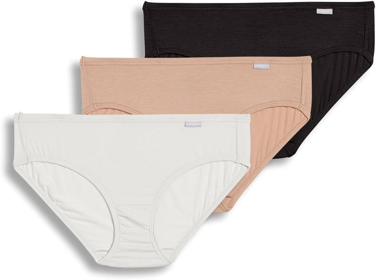 imageJockey Womens Underwear Supersoft BikiniBlackLightIvory