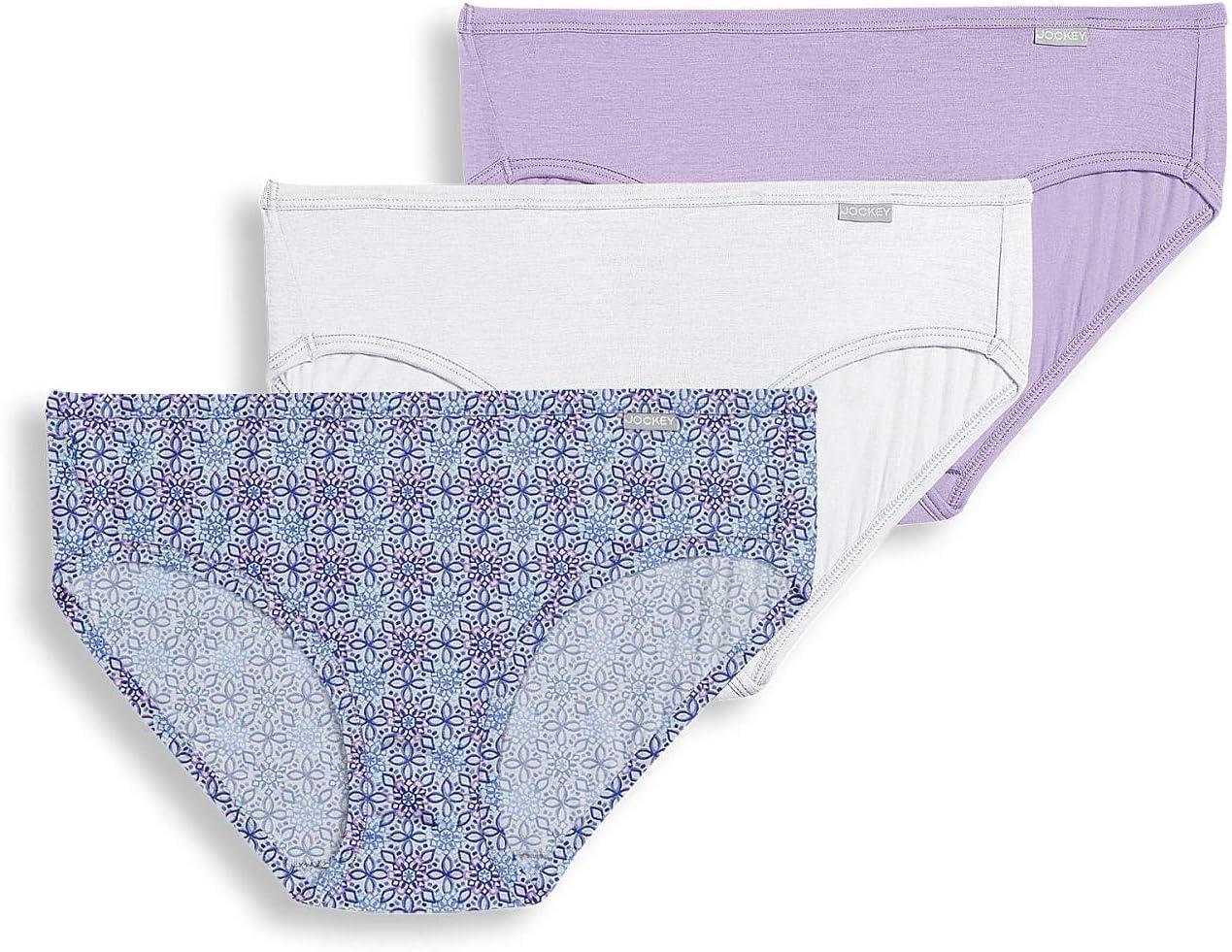 imageJockey Womens Underwear Supersoft BikiniCrochet TileSoft LilacWhite
