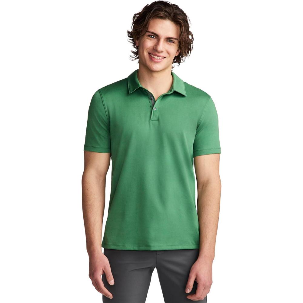 imageJockey Mens Activewear EverActive Tech Pique PoloBadge Green