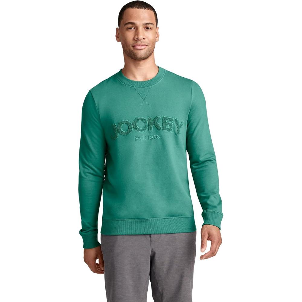 imageJockey Mens Loungewear Lightweight Cotton Blend Fleece Crew SweatshirtSpring Green