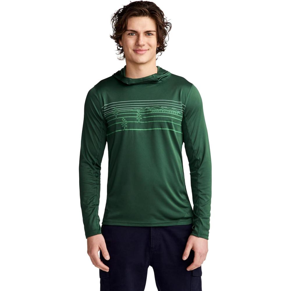 imageJockey Outdoors Mens Casualwear Long Sleeve Hooded Sun ShirtMountain View