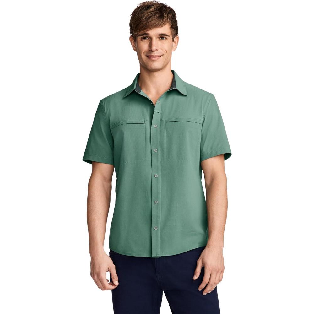 imageJockey Outdoors Mens Casualwear Short Sleeve Snap Woven ShirtEucalyptus