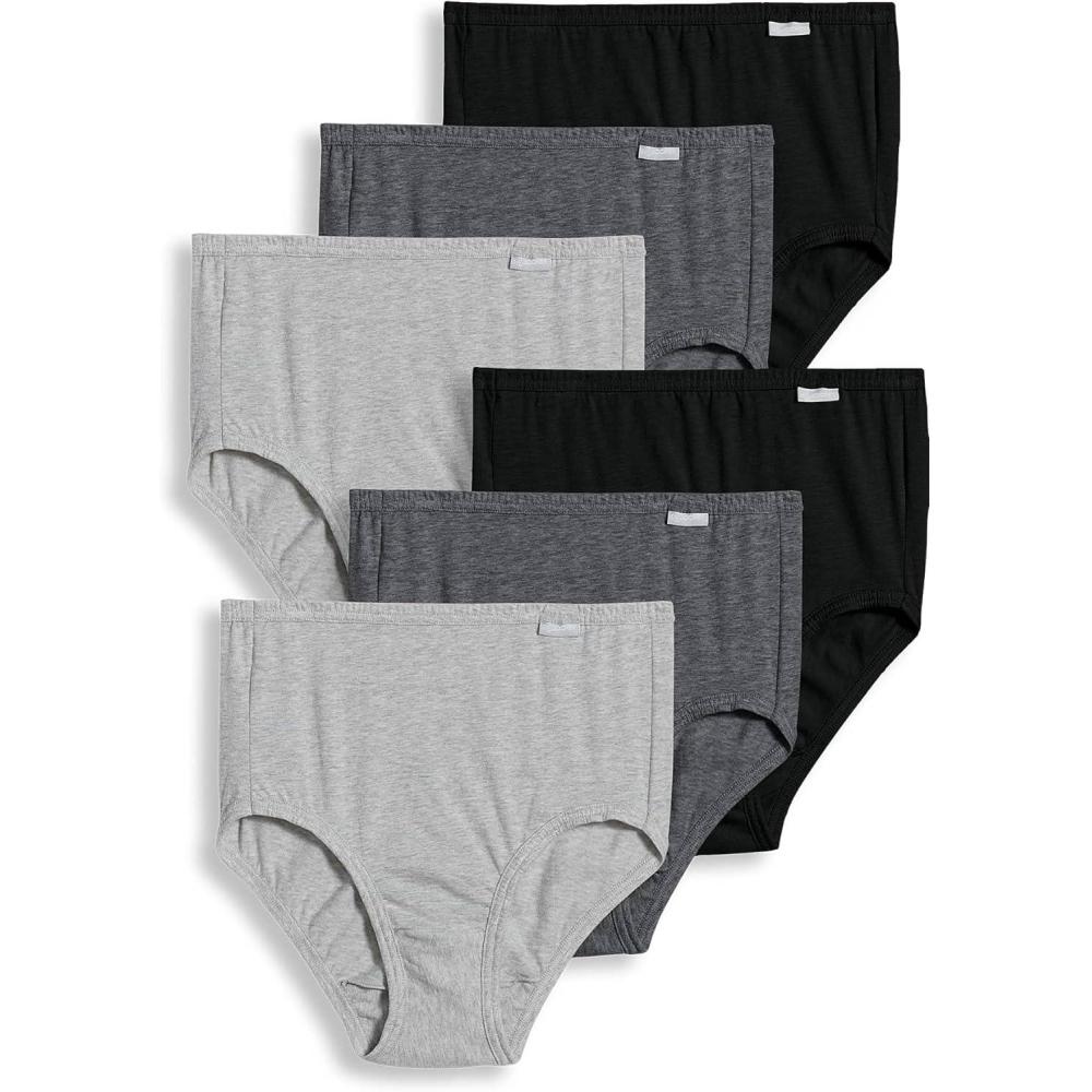 imageJockey Womens Underwear Plus Size Elance Brief 6 PackGrey HeatherCharcoal HeatherBlack