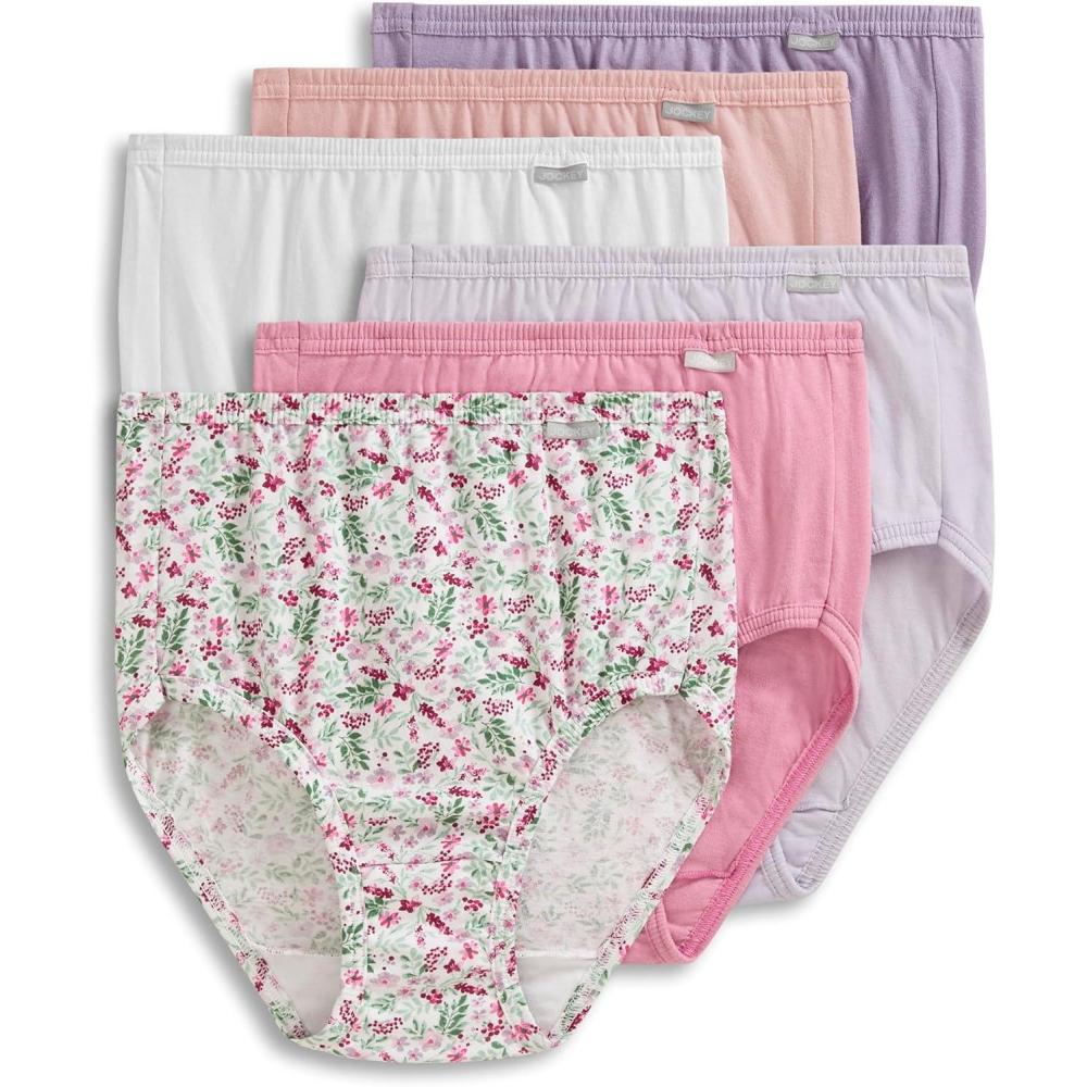 imageJockey Womens Underwear Plus Size Elance Brief 6 PackPressed Petals