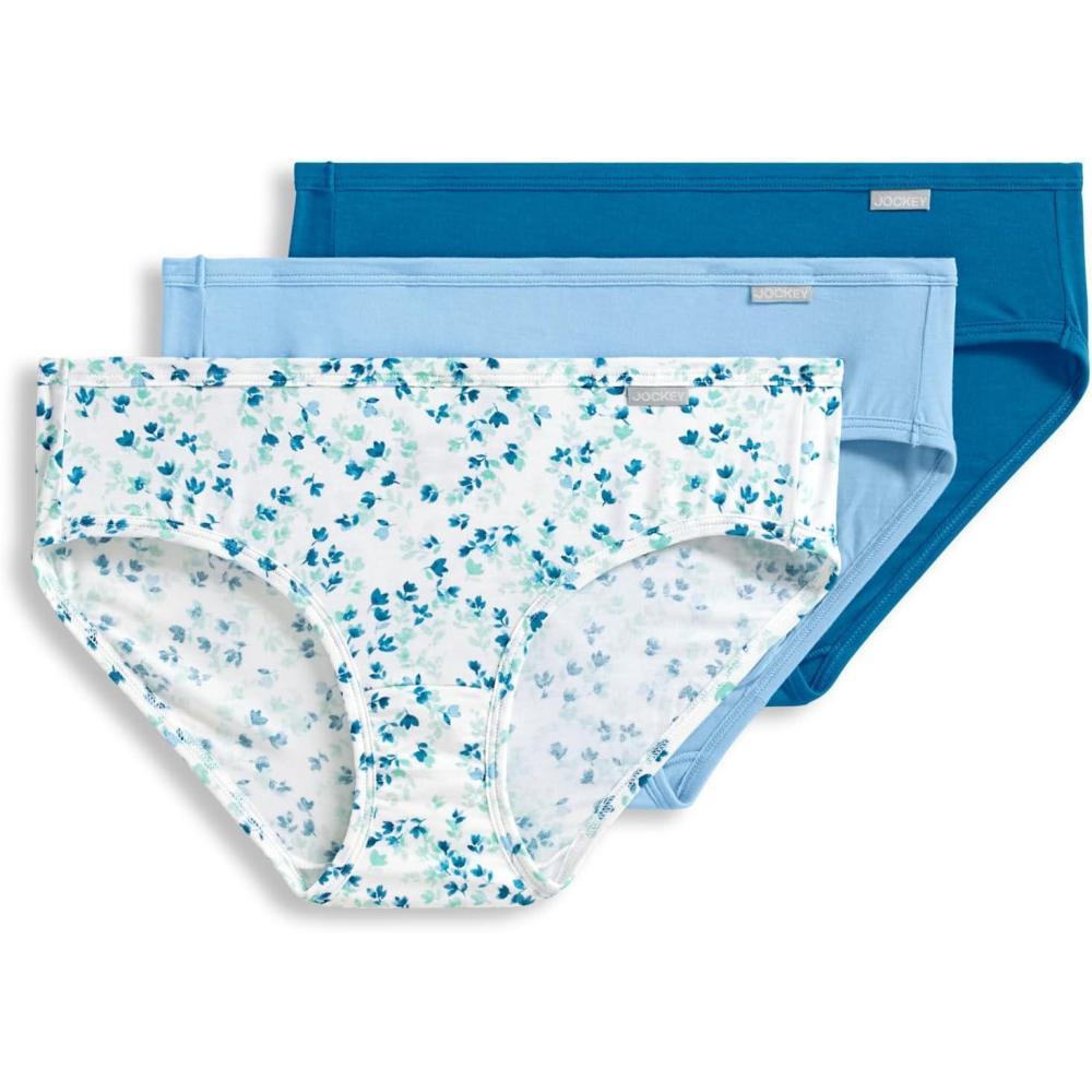 imageJockey Womens Underwear Supersoft BikiniLayered Blue Floral SprigBlue StardustAzurite Sea