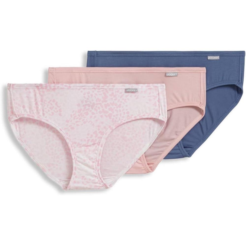 imageJockey Womens Underwear Supersoft BikiniTempest LeopardCoral MistDusk Blue
