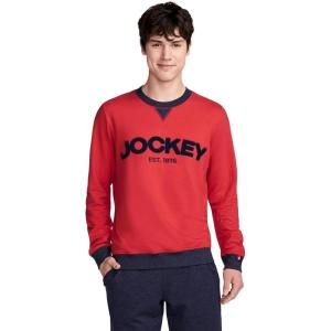 Jockey Men’s Loungewear Lightweight Cotton Blend Fleece Crew Sweatshirt(1876 Red)
