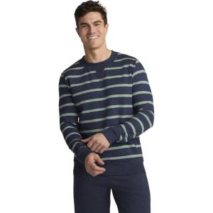 Jockey Men’s Loungewear Lightweight Cotton Blend Fleece Crew Sweatshirt(Lagoon Stripe)