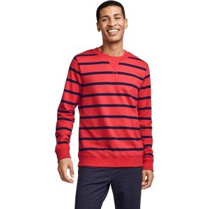 Jockey Men’s Loungewear Lightweight Cotton Blend Fleece Crew Sweatshirt(Red Stripe)