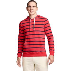 Jockey Men’s Loungewear Lightweight Cotton Blend Fleece Hoodie(Red Stripe)
