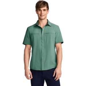 Jockey Outdoors Men’s Casualwear Short Sleeve Snap Woven Shirt(Eucalyptus)