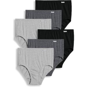 Jockey Women’s Underwear Plus Size Elance Brief – 6 Pack(Grey Heather/Charcoal Heather/Black)