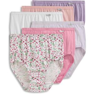 Jockey Women’s Underwear Plus Size Elance Brief – 6 Pack(Pressed Petals)
