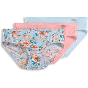 Jockey Women’s Underwear Supersoft Bikini(Formal Light Blue Floral/Sunrise Peach/Echo Blue)