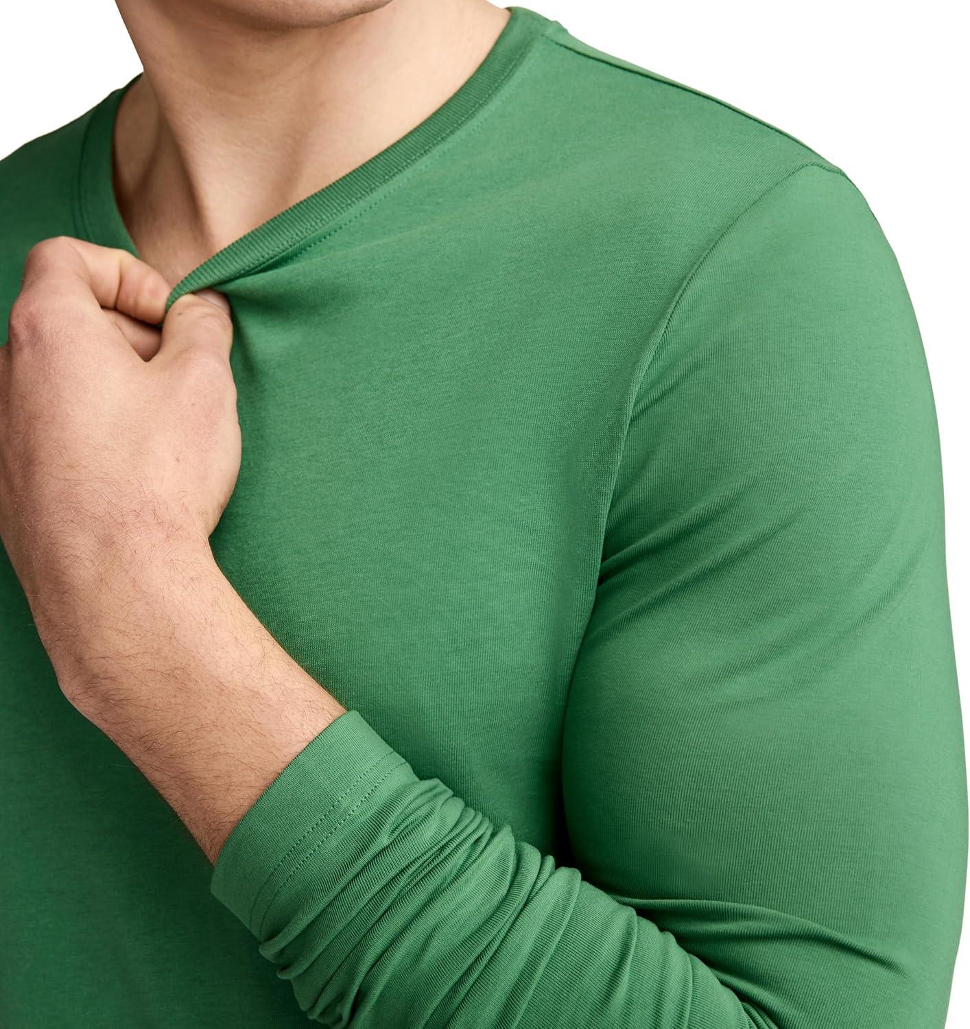 imageJockey Mens Casualwear Made2Fit Long Sleeve Crew Neck TShirtBadge Green