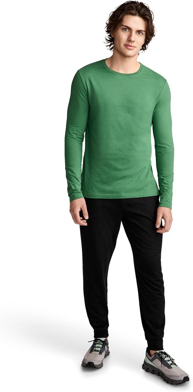 imageJockey Mens Casualwear Made2Fit Long Sleeve Crew Neck TShirtBadge Green