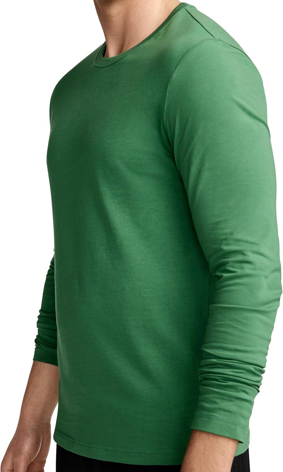 imageJockey Mens Casualwear Made2Fit Long Sleeve Crew Neck TShirtBadge Green
