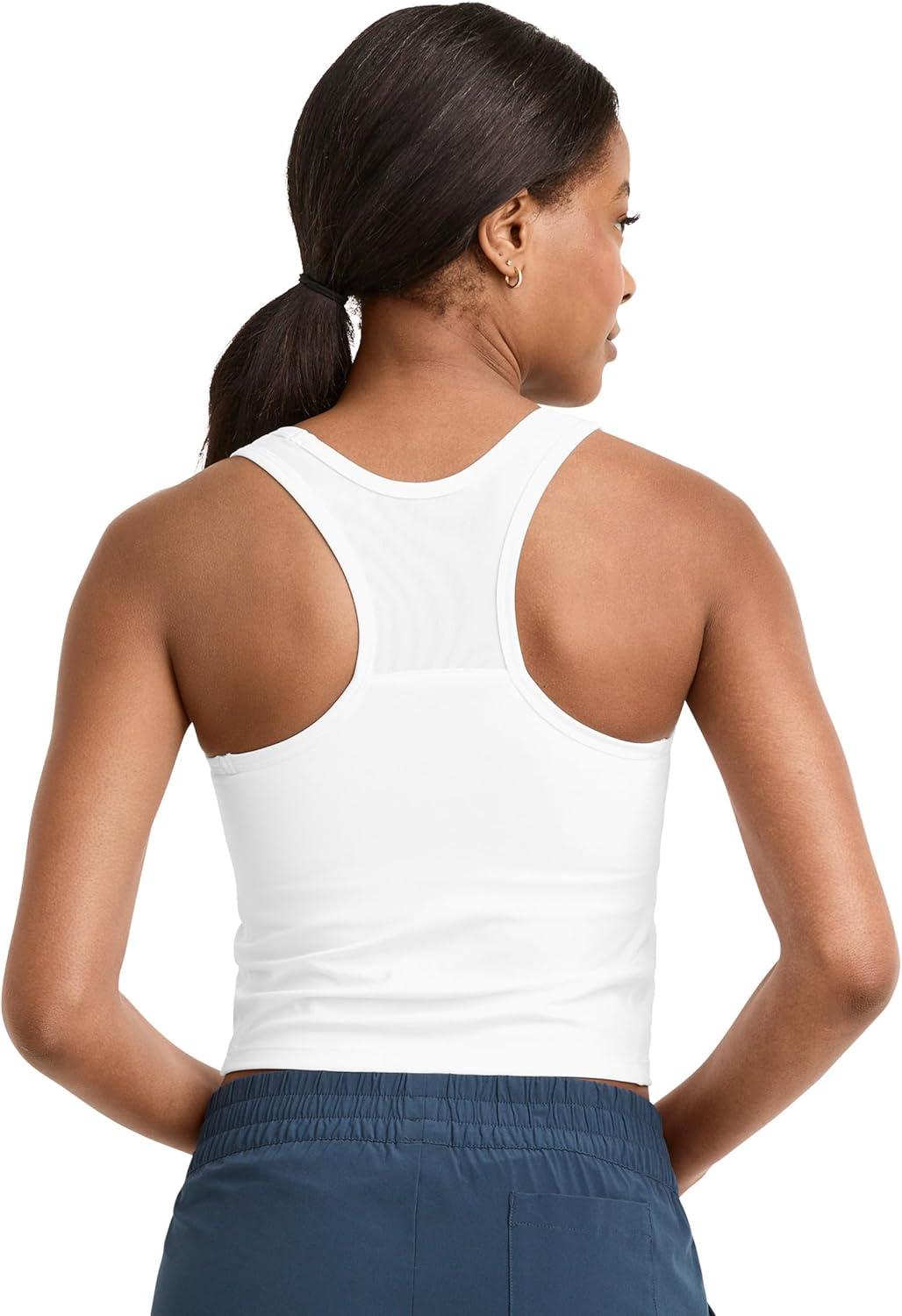 imageJockey Womens Activewear EVERACTIVE Mesh Lined Crop Tank with Builtin Bra