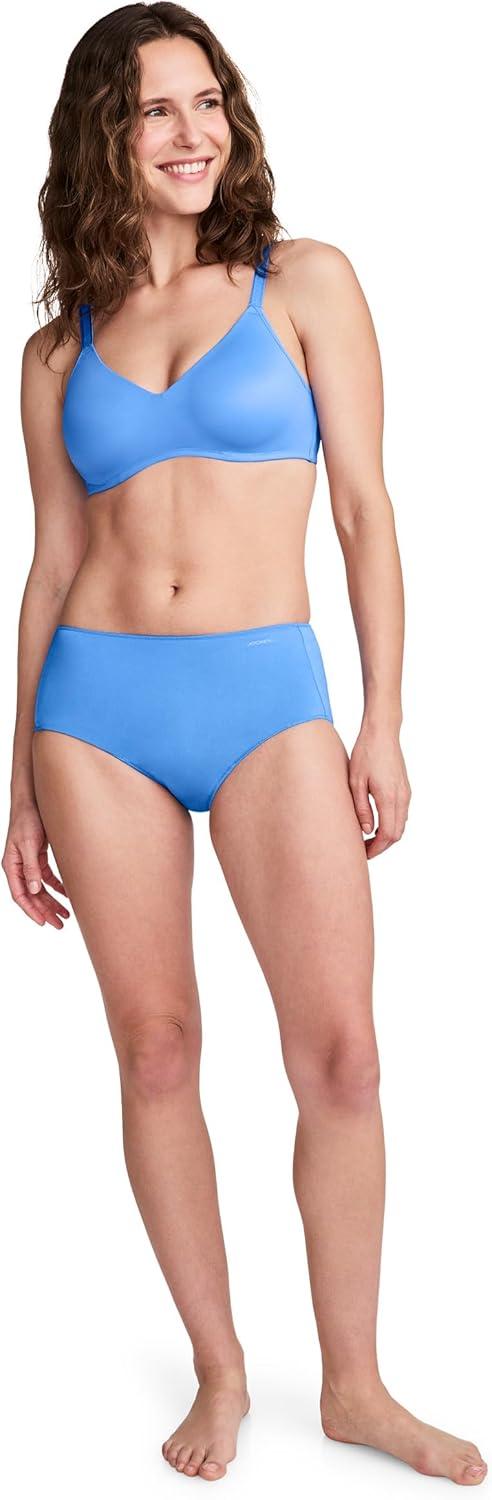 imageJockey Womens Bra Smooth amp Sleek Microfiber Full Coverage Wirefree TShirt BraCrisp Blue