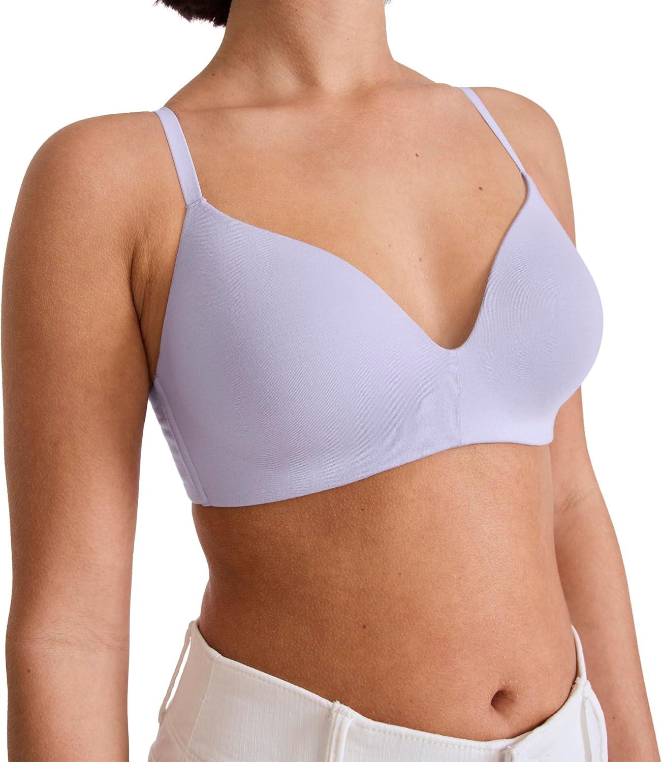 imageJockey Womens Bra Smooth amp Sleek Supersoft Demi Coverage Wirefree TShirt BraViolet Veil