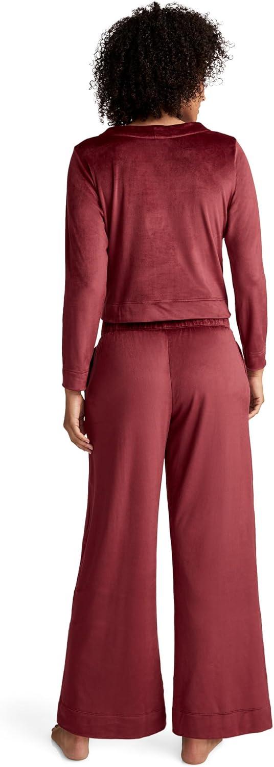 imageJockey Womens Sleepwear Velour Button Top and Wide Leg Pant Sleep Set