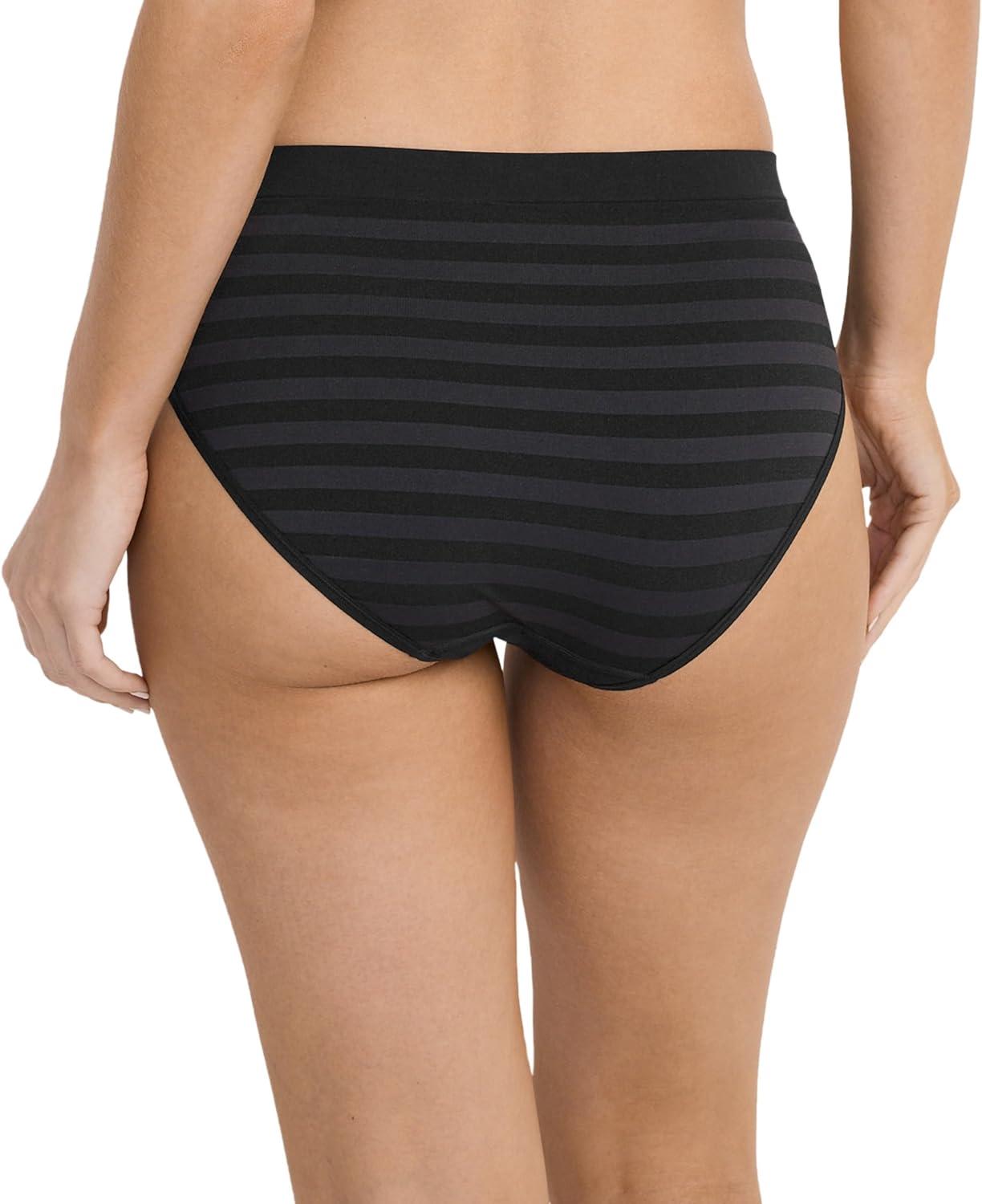 imageJockey Womens Underwear Seamfree HiCut 3 PackBlack StripeBlackBlack