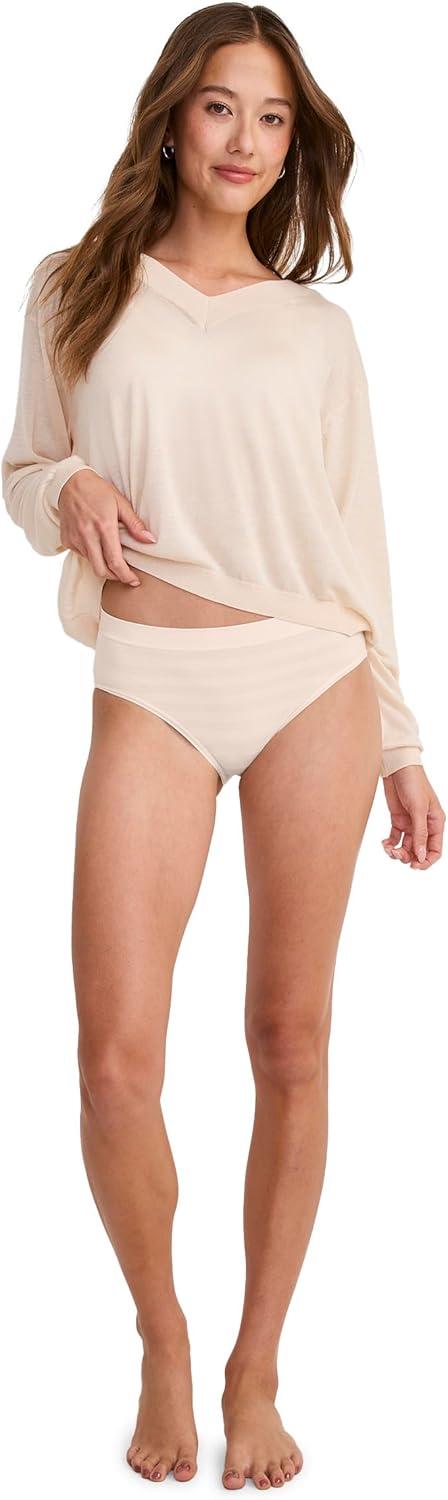 imageJockey Womens Underwear Seamfree HiCut 3 PackPeach Ice StripeTwilight SandsLight