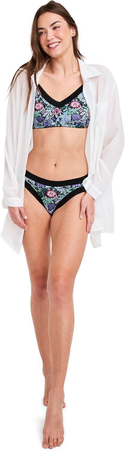 imageJockey Womens Underwear Soft Stretch Lace Microfiber BikiniBlack Nouveau Garden