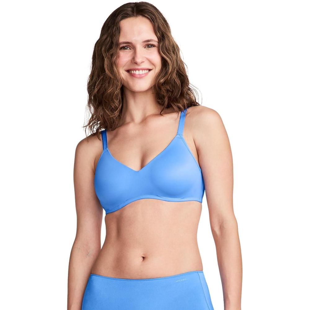 imageJockey Womens Bra Smooth amp Sleek Microfiber Full Coverage Wirefree TShirt BraCrisp Blue