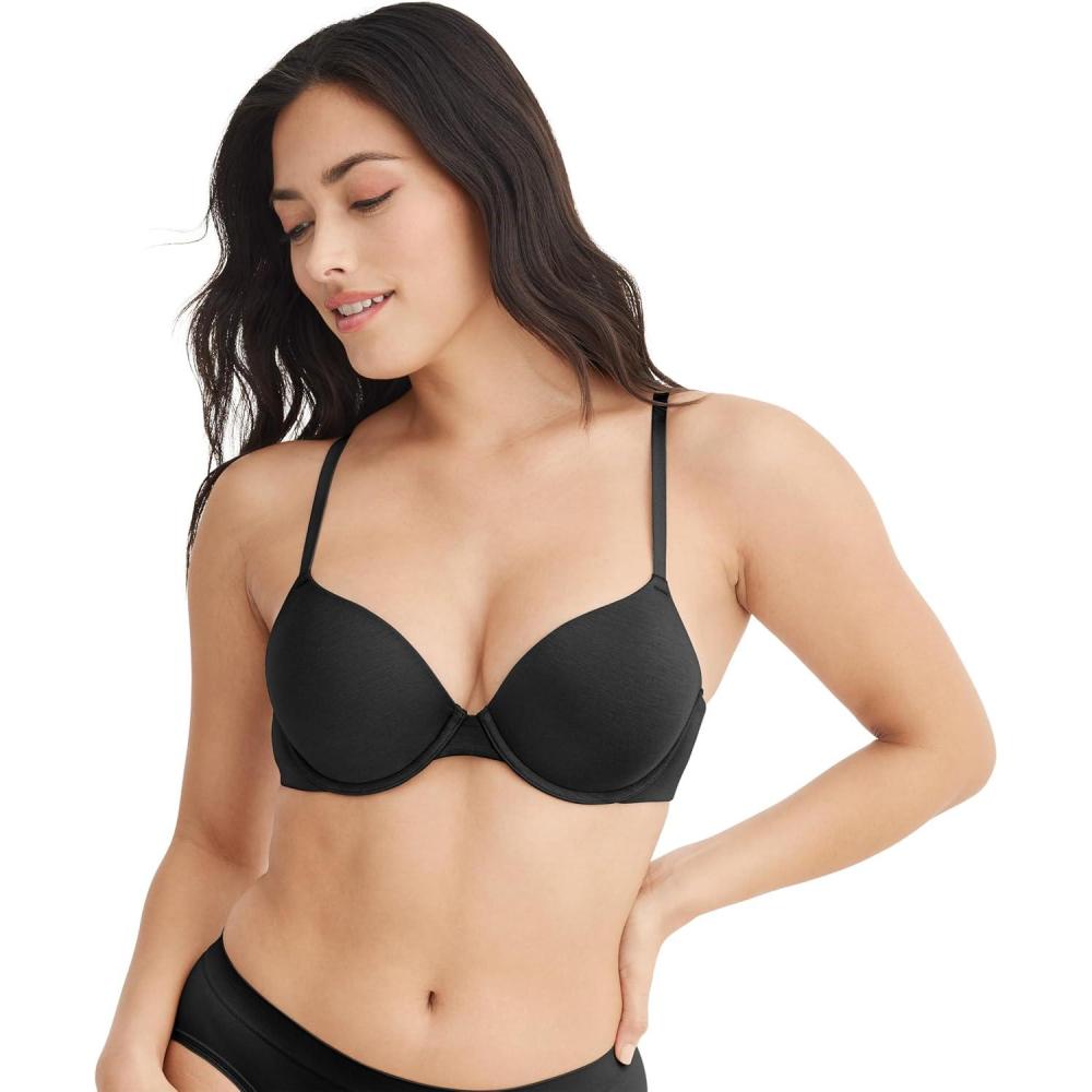 imageJockey Womens Bra Smooth amp Sleek Supersoft Demi Coverage Underwire TShirt BraBlack
