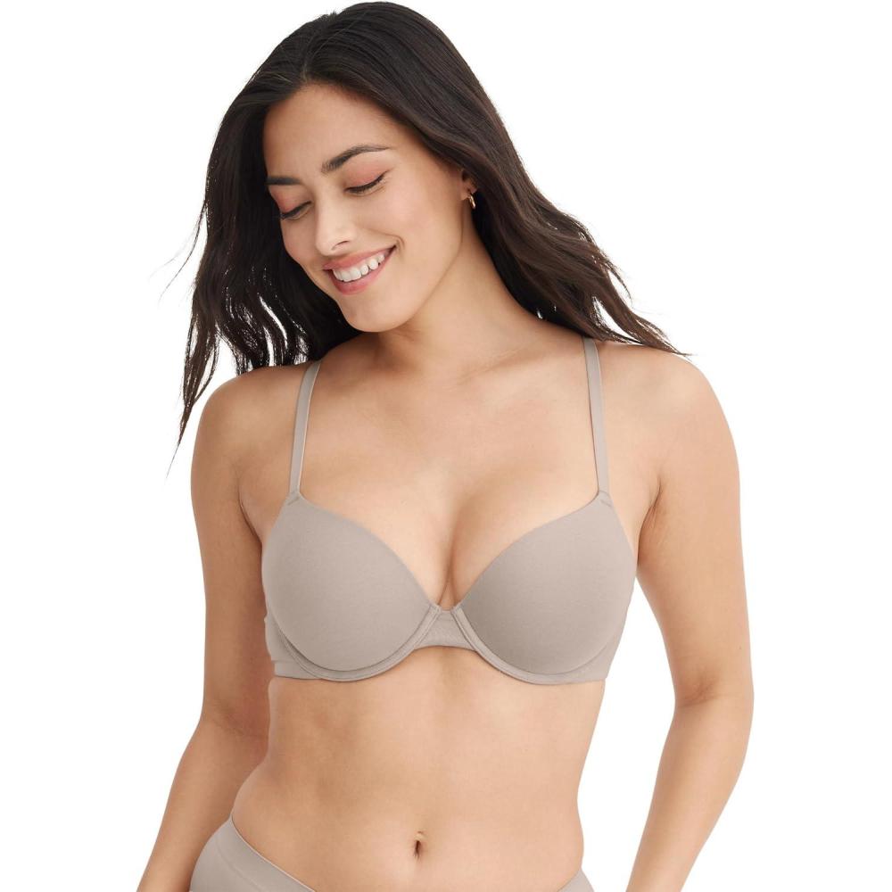 imageJockey Womens Bra Smooth amp Sleek Supersoft Demi Coverage Underwire TShirt BraGrey Seed