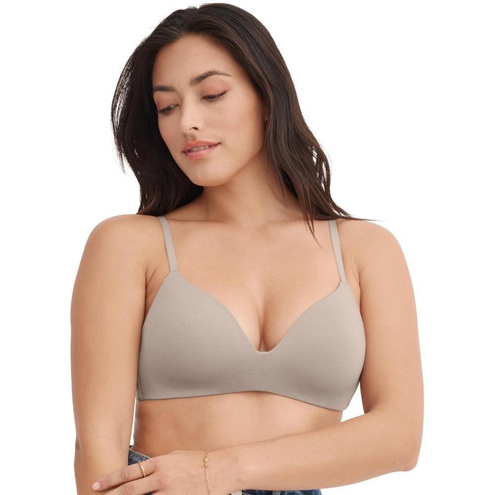 imageJockey Womens Bra Smooth amp Sleek Supersoft Demi Coverage Wirefree TShirt BraGrey Seed