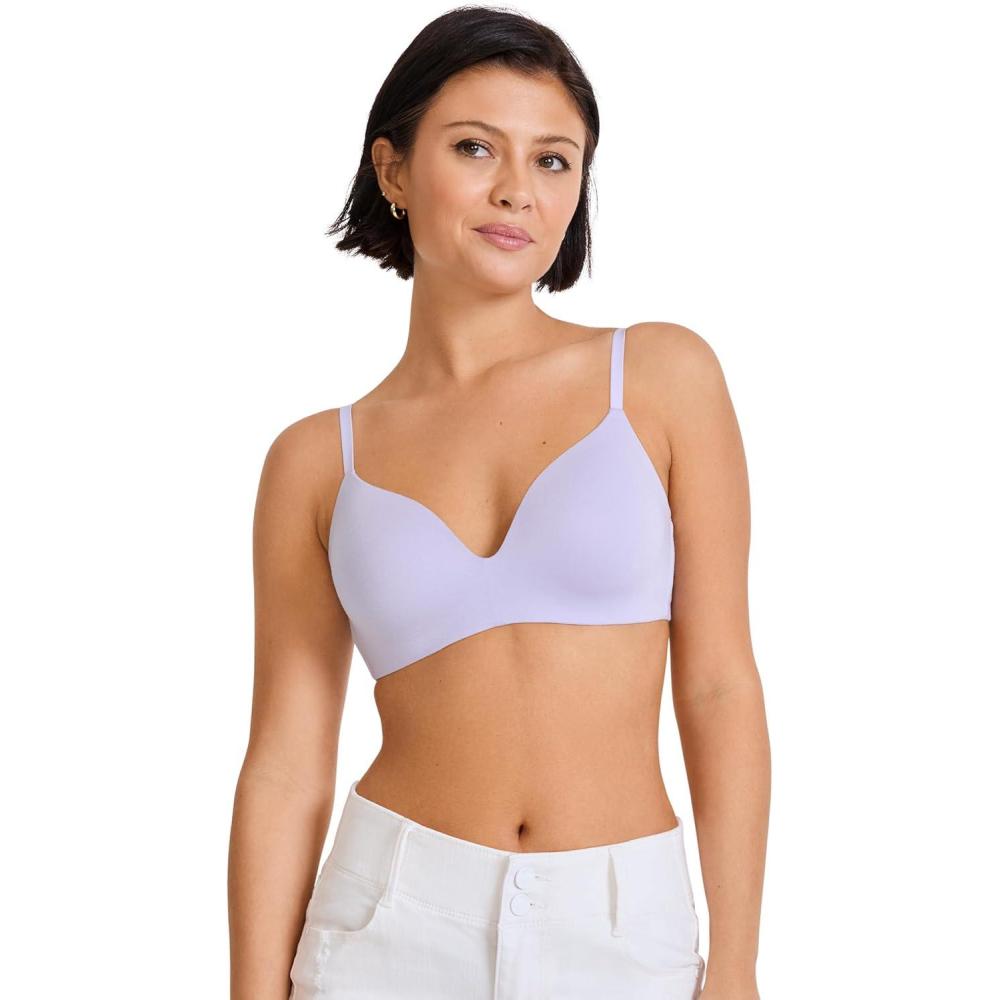 imageJockey Womens Bra Smooth amp Sleek Supersoft Demi Coverage Wirefree TShirt BraViolet Veil