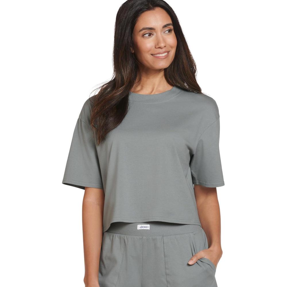 imageJockey Womens Loungewear Cotton Stretch Sleep Crop Top