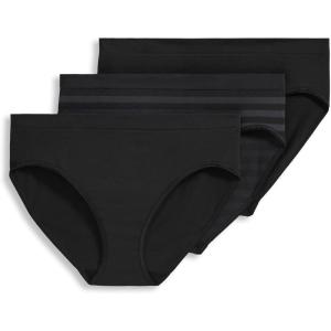 Jockey Women’s Underwear Seamfree Hi-Cut – 3 Pack(Black Stripe/Black/Black)