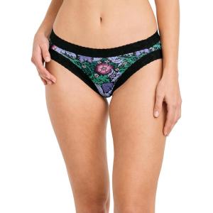 Jockey Women’s Underwear Soft Stretch Lace Microfiber Bikini(Black Nouveau Garden)