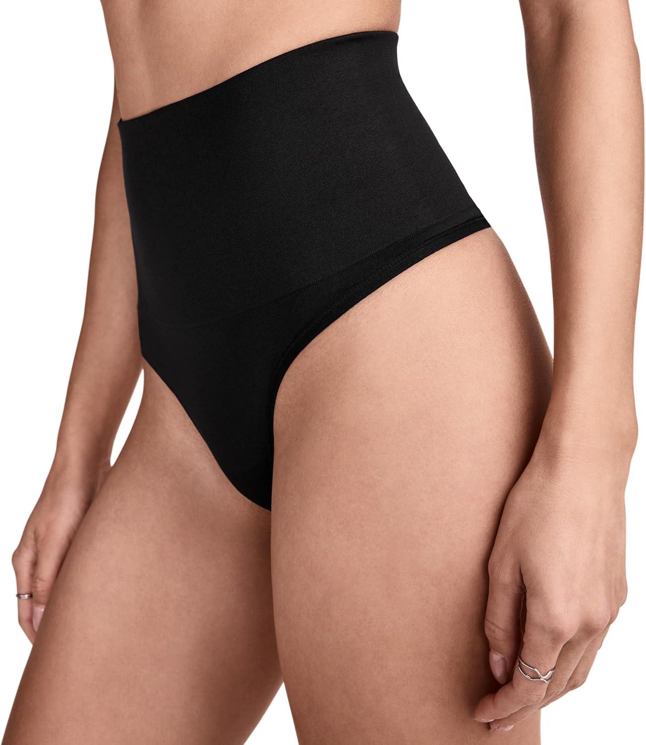 imageJockey Womens Shapewear Skimmies Seamfree Tummy Smoothing Thong 2 PackBlack