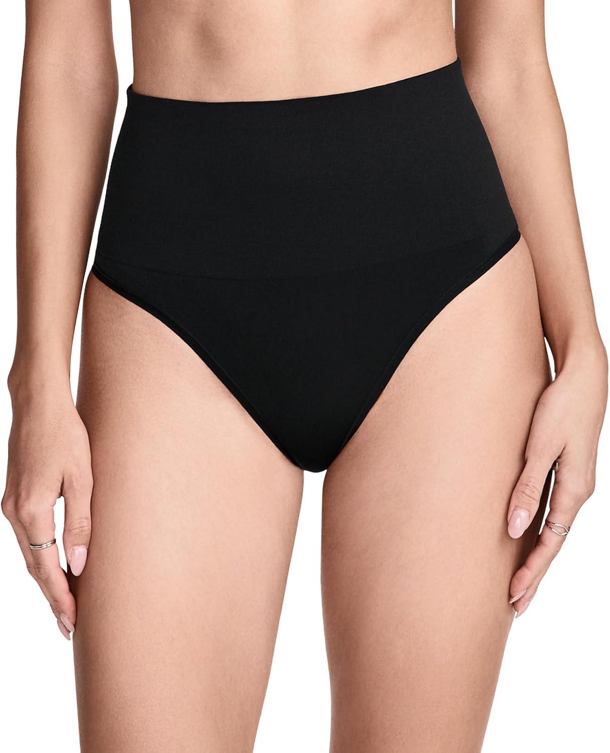 imageJockey Womens Shapewear Skimmies Seamfree Tummy Smoothing Thong 2 PackBlack